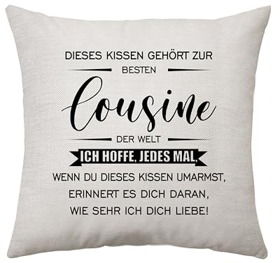 Aconesong Kissen Gehört zum Besten Cousine Geschenk - Deko Kissenbezug für Frauen Idee Geburtstag - Quadratische Taille