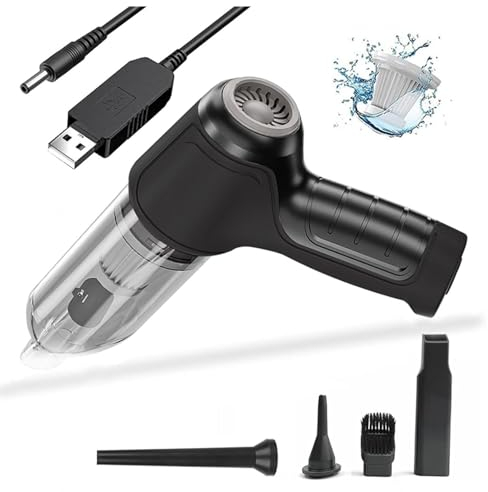 HAZARA Mini Aspiradora para Auto, con Todo Tipo De SuccióN Aspiradora para Casa Coche Casa Doble Uso Aspiradora De Carro, Limpieza De AutomóViles Y Hogares,Black
