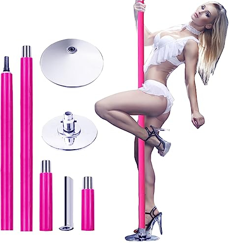Kit Pole Dance, Barre de Pôle Dance Kit de poteau de danse portable en silicone rose noir, poteau de strip-tease amovible pour plafonds de 8 pieds, 9 pieds, 10 pieds, 11 pieds, 12 pieds de haut, pote