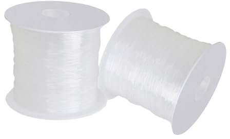 Filo di nylon trasparente non elastico, diametro 0,6 mm, per ornamenti natalizi, gioielli, artigianato, pesca, 15 m, 2 rotoli