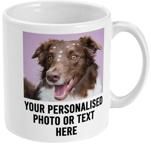 Inkprinted Personalised Mug Add Photo, Text or Logo, Collage Personalised Gift, White, Ceramic