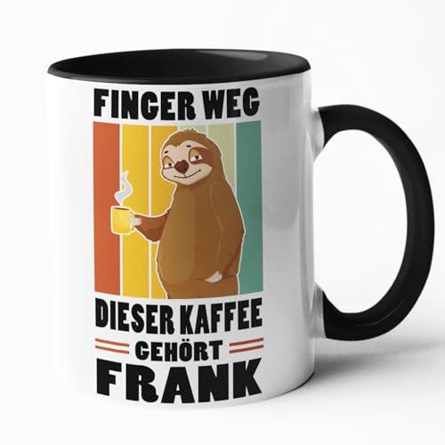 Finger weg Dieser Kaffee gehört Personalisierbare Tasse mit Namen - Büro Humor Kollegen Tasse Jobwechsel Morgen Montag (Schwarz)