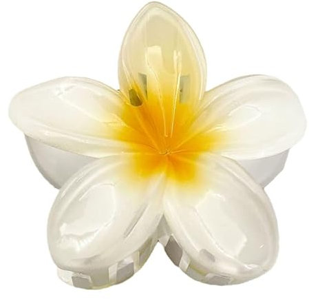 Haarklammer Blume, Niedliche Haarspange Blume für Damen, Flower Hair Clip für Dickes Haar, Bunt Blumen Hibiskus Haarschmuck für Damen, Rutschfest Haarstyling für Dickes Dünnes Haar (1 Stück Weiß)