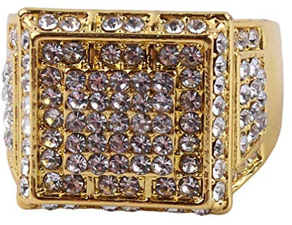 PULABO Herren Iced Out Verlobungsringe Pinky Damen Ring Größe 10.5, Pink, Modern Elegant, Metall, 17g, Schmuck/Ringe