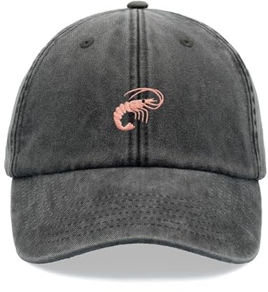 Shrimp Baseballkappe Vintage Washed Unisex Dad Hat Verstellbar Angeln, Schwarz , Einheitsgröße