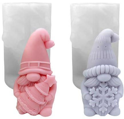 2 Stück gießform weihnachten wichtel, kerzenformen zum gießen,DIY Wichtel Silikonformen Gießformen Weihnachten, Silikon Gießform, Weihnachtsmann Gießform für Weihnachtsdeko (A)