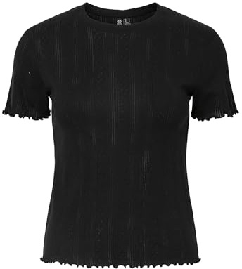 PIECES Damen Female T-Shirt Pointelle Pcmarie Ss O-Neck Poin Top JRS Noos Bc