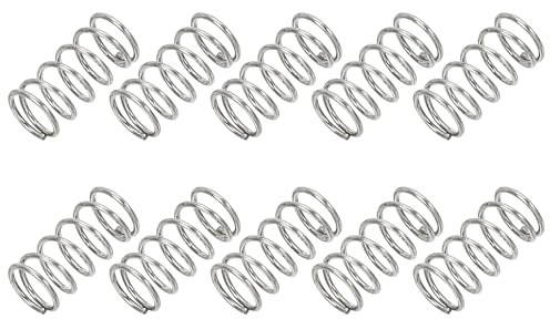 PATIKIL 304 Edelstahl Druckfeder 0,5x5x10 mm Silber Spiralfeder 10Stk | Spiralfeder Metall Federn Set, Mechanische Druckfedern für Geräte Ersatz Reparatur
