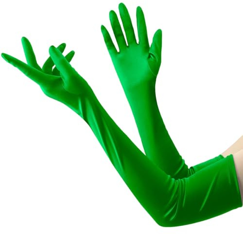 WUSJCOF 1 Paar Lange Handschuhe Damen, Elastische Lange Abendhandschuhe, 1920er Karneval Kostüm für Halloween Karneval Fasching Festival Party
