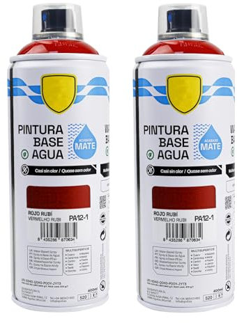 various - Pintura Spray Base Agua 400ml,Ecológica y Sin Olor,Para Muebles,Metal,Plástico y Madera,Colores Duraderos,Cobertura Uniforme - Rojo Rubi,2 unidad