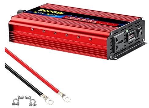 Inversor Corriente Inversor De Potencia De Onda Sinusoidal Pura 1600W-10000W DC 12V/24V A AC 110V /220V Adaptador De Enchufe Para Coche Convertidor De 4000W 3000W 2200W Transformador(5000W,12V 220V 50