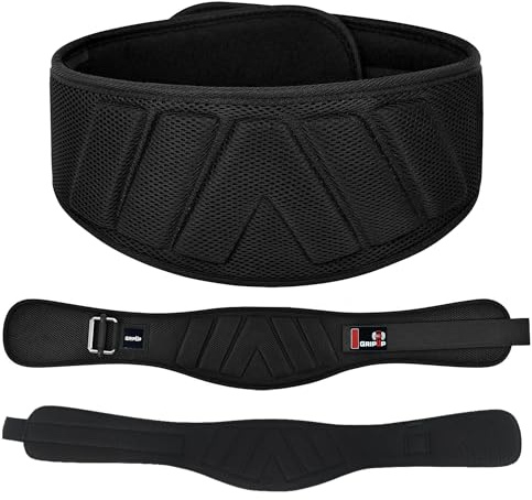 GripUp Weight lifting Gym Belt Curved Padded Back Lumbar Support Neoprene Belt for Fitness Exercise Bodybuilding Powerlifting Workouts Deadlifts Squats & Weightlifting Men Women