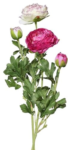 CREATIV green künstliche fliederfarbene Ranunkel 6er Set I Kunstblumen für Vase 40cm I künstliche Ranunkel in lila mit Blüten & Knospen I Tischdeko Frühling I Frühlings-Deko I hochwertige Kunstblumen