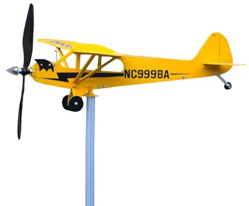 Aeroplane Weathervane Decoration, Handmade Aeroplane Weathervane - Piper J3 Plane - for Lovers, Metal Weather Vane Decoration