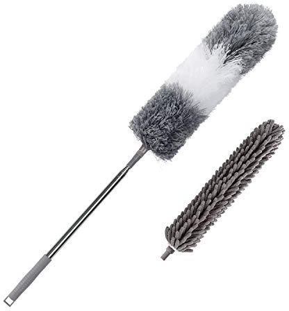 Plumero Atrapapolvo Microfibra Lavable Reutilizable Longitud 255 cm, Plumero Telescopico Extensible, Duster Limpieza Ventiladores Techo Alto, Telarañas, Persianas, Ventanas