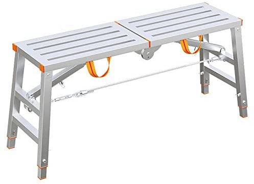 DSeenLeap Gerüstturm Gerüste Mehrzweck-Klappleiter Arbeitsplattform Verdickung zum Dekorieren von Trimmböcken (Silber 11,81 x 62,99 Zoll)