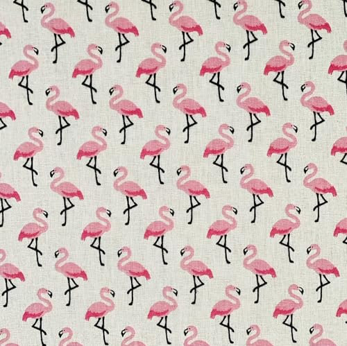 Stoff Meterware Werthers Stoffe Flamingo creme pink Baumwollstoff