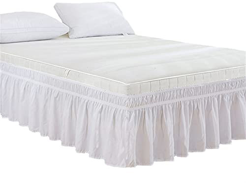 TUOYDJA Bettrock, Betthusse Hotel-Bettrock, umwickelt, elastisches Bettrock, Bett ohne Bettwäsche/Full/Queen/Jumbo, 38 cm Höhe, Heimdekoration(Milky White,King)