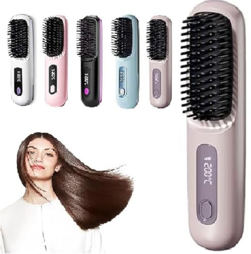 Go Brush Pro - Kabellose Haarglätterbürste 2025, Tragbar & Wiederaufladbar für Reisen und täglichen Gebrauch, Haarschonendes & Langlebiges Design (Lila)