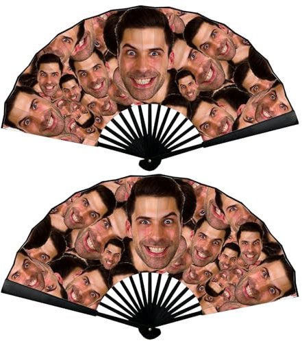 Personalised Hand Fan Folding Custom Face with Your Photo Paper Fan Funny Hand Fans for Women Folding Birthday Gifts Wedding Party Decoration