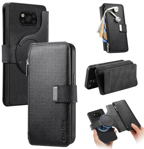 Étui à rabat pour smartphone Compatible avec Xiaomi POCO X3 NFC Étui portefeuille détachable avec porte-cartes 2 en 1 en cuir PU à rabat avec support magnétique de blocage RFID Coque de téléphone amov