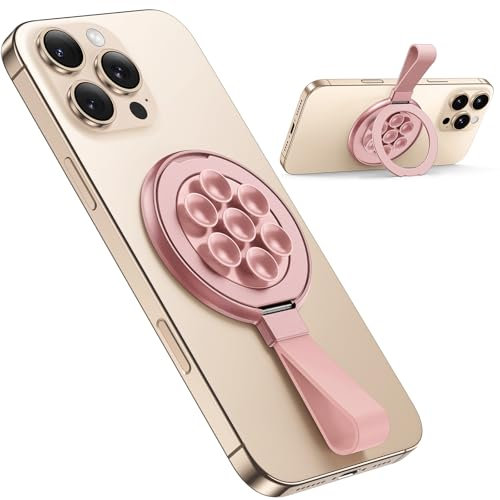 TAURI Magnético con Ventosa para Teléfono - Fijación Manos Libres para Superficies Lisas (Pared, Cristal, Salpicadero) - Ventosa para Teléfono Móvil Compatible con Smartphones Magnéticos, Rosa