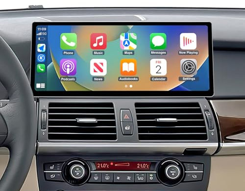 Ninetom 12,3 Zoll Touchscreen-Autoradio für BMW X5/X6 E70 E71 2007–2010 mit CCC-System, unterstützt Apple Carplay/Android Auto/Mirrorlink/GPS-Navigation, Upgrade des Auto-Stereo-Displays