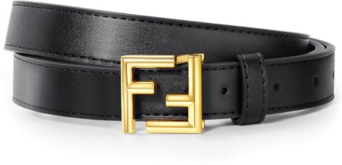 Nyunyuma Buchstabe F Ledergürtel Damen Schwarz,CC Herren-Gürtel,Stretchgürtel,Taillengürtel,Geschenke für Frauen und Männer,Korsett,Hochwertiger,Ohne Schnalle Edergürtel Leder,105CM,Gold Square