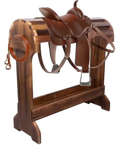 DigNew Large Wood Saddle Rack with Curved Top Surface,Bridle Rack & Heavy-Heavy Duty Saddle Stand,Suitable for Displaying Trophy Tack at Home,Walnut