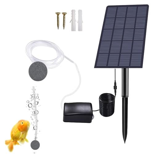 Solar Powered Garden Pond Aerator, Solar Pond Oxygenator Air Pump 5V 2.5W, Outdoor Fish Ponds Low Noise Tool With Bubble Stone For Small Pools