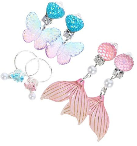 Kisangel 3Paare Clip Ohrringe für Ohrclips ohne Ohrloch Niedliche Designs und Schmuckset für Perfektes für Partys und Besondere Anlässe