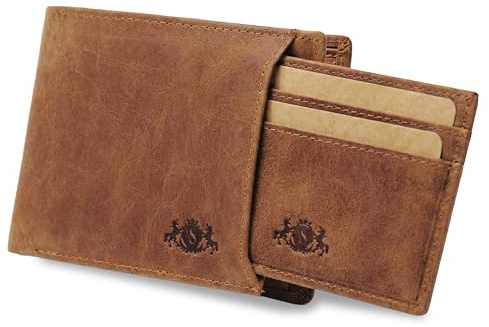 SID & VAIN EastWest Geldbeutel praktisch flach mit RFID Schutz echt Leder - Brieftasche Jacob EastWest - Geldbörse Herrentasche mit - Ledergeldbeutel Herren beige handgefertigt