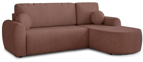 Sofnet Ecksofa Jazz mit Schlaffunktion und Bettkasten - Bouclé-Stoff - L-Form Couch, Polstersofa, Schlafsofa, Sofagarnitur, Bettsofa (Rosa (Coral 45), Ecksofa Rechts)
