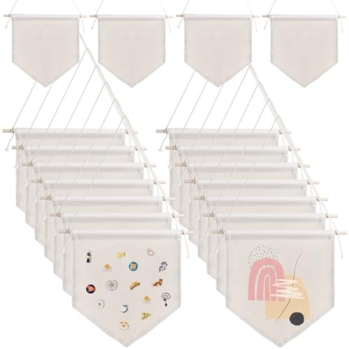 Tressify 16 leere Leinwand-Flaggen, benutzerdefinierte DIY-Banner für Nadeln, Abzeichen und persönliche Kunst-Displays