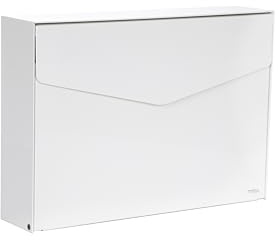 MEFA by Renz Letter 110 (Farbe Verkehrsweiß – RAL 9016, Postkasten mit Sicherheitsschloss, Designbriefkasten, Größe 86 × 354 × 249 mm) 110010M, Weiß