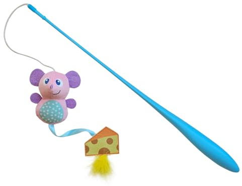 Nobby Angel mit Maus und Käse, mit Catnip Stab: 48 cm, Band mit Spielzeug: 45 cm