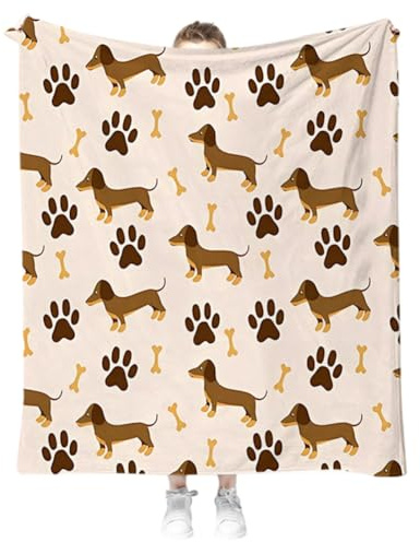 SYTTNUM Dackel-Decke für Hunde, Dachshund Blanket, Bequeme Dackel-Decke, Weihnachts Geschenke für Erwachsene Kinder und Hundeliebhaber, Weich und Bequem - 150 * 100CM