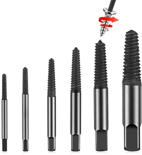 Damaged Screw Extractor Set, Diyife Professional 6-Piece Premium Carbon Steel Easy Out Kit | Quickly Remove Rounded Stripped Screws, Broken Bolts & Nuts in Seconds for Plumbing & DIY | Storage Case
