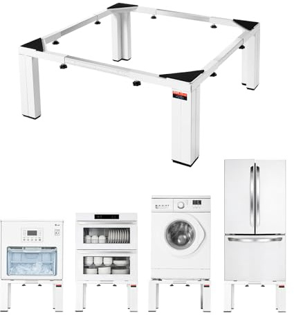 VEVOR Laundry Pedestal, 12 in Height, Washer and Dryer Pedestals with 1200 lbs Weight Load Capacity, 18.7-31 in Adjustable, Non-Slip Feet, Heavy-duty Steel Washing Machine Stand Universal Fit, White