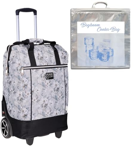 Punta Big Wheel Einkaufstrolley Shopping Trolley 10303 2827 Grau Flower +t | Graubraun Blume Einkaufsroller Markt Korb Schwimmbad Saunatrolley + Thermotasche