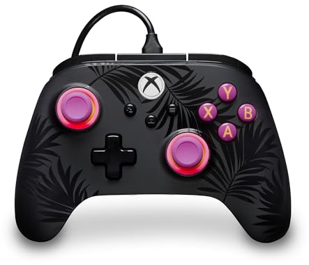 PowerA Advantage Plus kabelgebundener Controller für Xbox Series X|S - Palmen im Mondlicht, offiziell lizenziert, verstellbare Daumensticks mit Halleffekt, belegbare Tasten, Xbox One & Windows 10/11