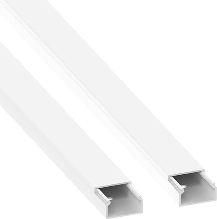 Habengut | Kabelkanal 22x12 mm – Weiß, flach & UV-beständig – 2x1 m – PVC Kabelabdeckung für TV, Wand, Schreibtisch & Außenbereich – selbstklebend & zum Kabel verstecken