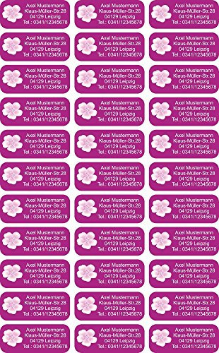 INDIGOS UG Namensaufkleber Kinder Schule - 56x23 mm - Adressetiketten selbstklebend - 081 - Blume - 99 Sticker Adressaufkleber personalisiert - Ordner, Bücher, Hefte, Briefumschläge