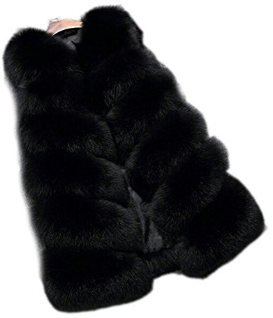 FOLOBE Gilet da donna in pelliccia sintetica gilet soffice senza maniche | Gilet da donna, morbido, liscio, di media lunghezza, autunno/inverno, casual ed elegante, ideale per attività all'aperto