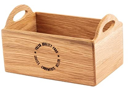 Olympia Oak Wood Printed Table Caddy 230mm, Rustic Holder, CN517 | Organises condiments, napkins, and cutlery in one place; includes integrated carry handles and a wipe-clean surface.