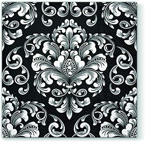20 Servietten Florale Ornamente schwarz/weiß/Muster/Fest/Feier 33x33cm