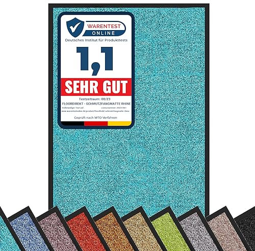 casa pura Schmutzfangmatte Rhine, Fußmatte, Türmatte für Eingangsbereich, Fußabtreter, Türvorleger, Sauberlaufmatte (120x600 cm, Türkis)