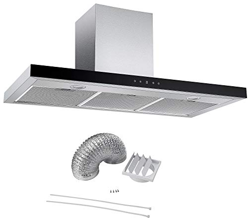 Cookology LINT1001SS 100cm Linear Chimney Cooker Hood Extractor Fan, 750m/3 per hour with 3 Speed Settings, LED Lights and Touch Control Panel with Ducting Kit - Stainless Steel