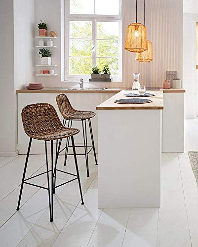 Dekoleidenschaft Rattan Barstuhl “Modern Life, Barhocker, Sitzhöhe 67 cm, Rattansessel