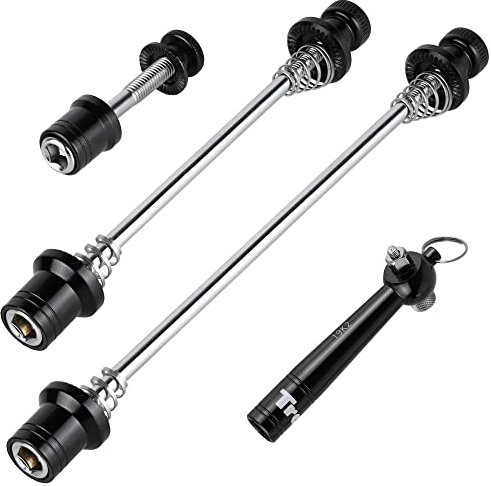 CyclingDeal Bike Bicycle Wheel Hub Non Quick Release Lock Skewers Set - Prevent Removing Wheels & Seatpost by Hands - with Tool